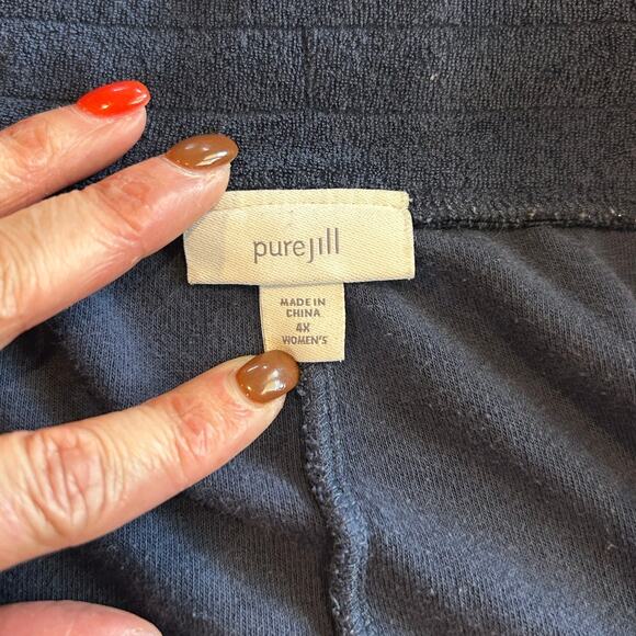 J. Jill wide leg pants size 4X blue cropped elastic waist terrycloth lounge - Picture 5 of 7